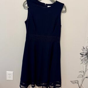 Calvin Klein Sleeveless Fit and Flare Navy Blue Dress, Women's Size 10